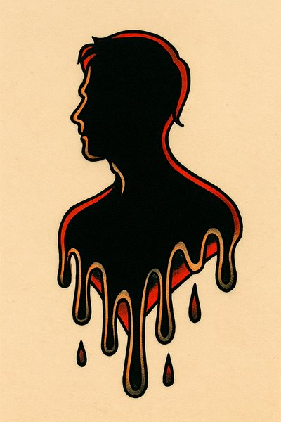 Silhouette with Black Liquid Dripping Tattoo Design
