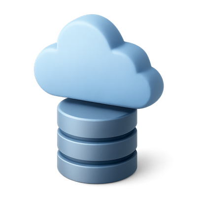 3D Cloud Database Icon with Isometric Design