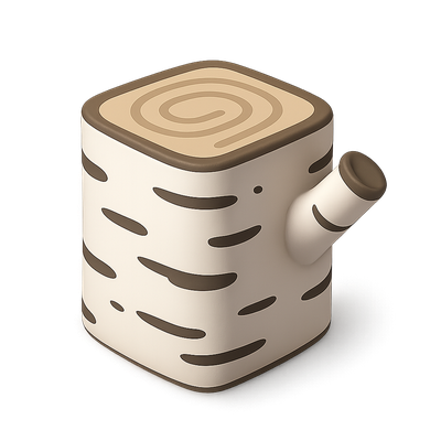 Stylized 3D Birch Icon with Isometric View