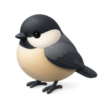 3D Chickadee Icon with Isometric Design