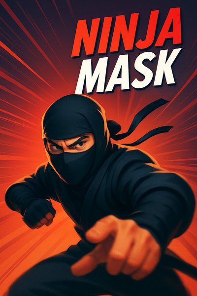 Dynamic Ninja Mask Illustration with Bold Text