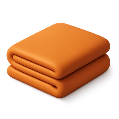 Stylish 3D Folded Blanket Icon with Warm Tones