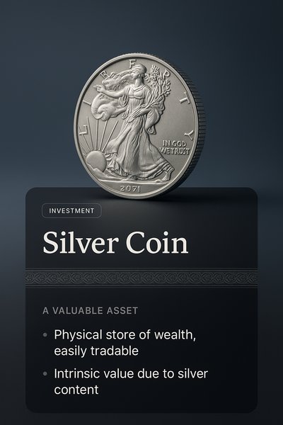 3D Silver Coin Illustration with Investment Insights