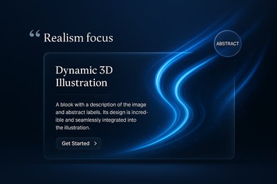 Elegant Blue Light Lines with 3D Illustration for Landing Page Design