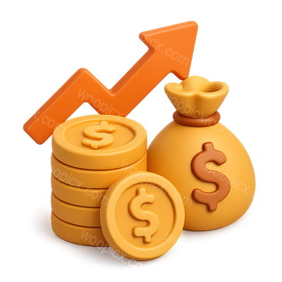 3D Icon Representing Wealth Accumulation and Growth