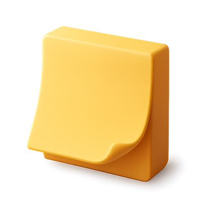 Stylish 3D Yellow Adhesive Note Icon with Isometric View