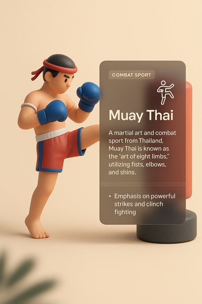 Modern Web Design for Muay Thai Theme with 3D Illustration