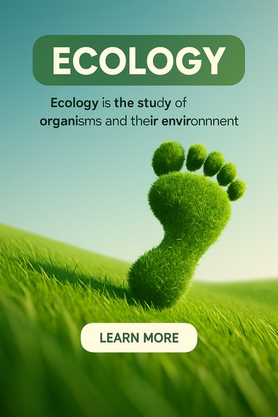 Ecology Theme Featuring a Grass Footprint on Green Background