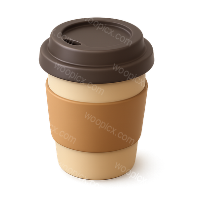 Stylish 3D Coffee Cup Icon with Lid and Sleeve