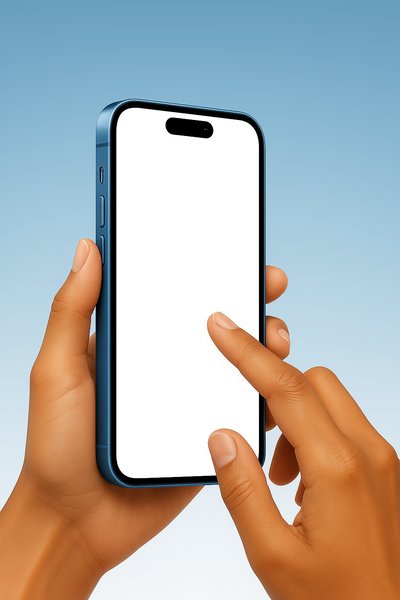 Hands Holding a Smartphone with a Blank Screen