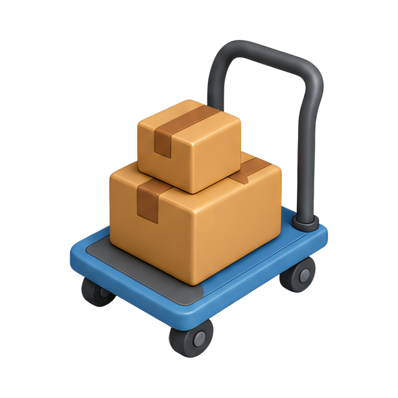 Warehouse trolley loaded with parcels