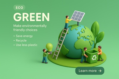 Miniature Green World: Eco-Friendly Scene in 3D