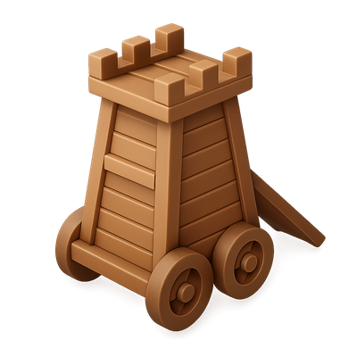 Stylized 3D Wooden Siege Tower Icon