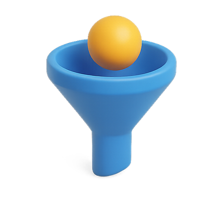 3D Illustration of a Funnel with a Ball