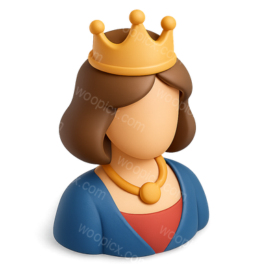 Stylized 3D Countess Icon with Crown and Necklace