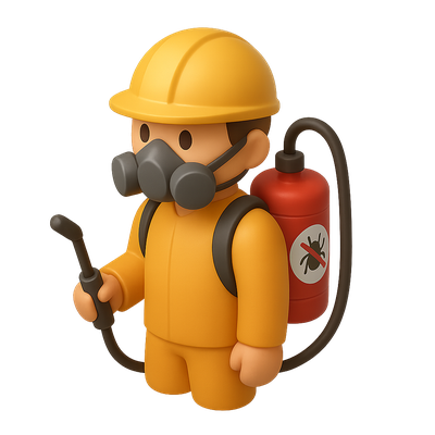 3D Exterminator Icon with Equipment in Isometric View