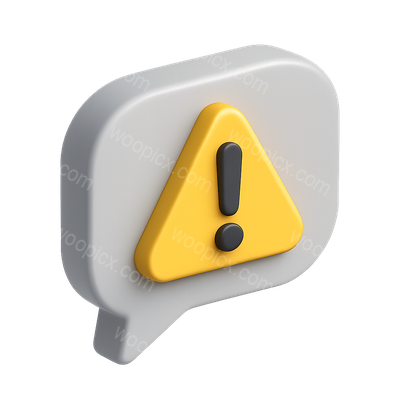3D Warning Icon in Speech Bubble Design
