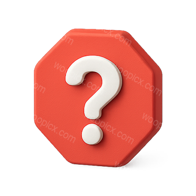 3D Question Mark Icon on Red Hexagonal Background