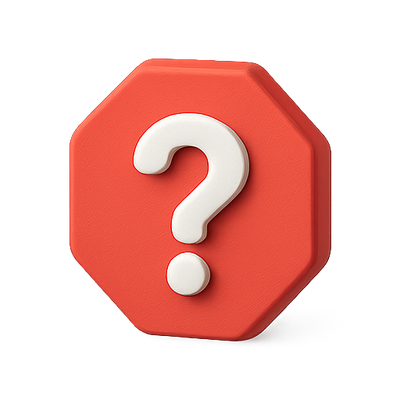 3D Question Mark Icon on Red Hexagonal Background