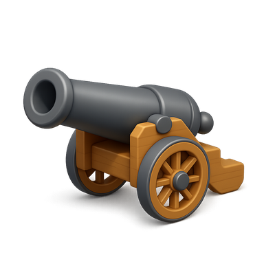 3D Icon of a Napoleonic Cannon in Isometric View