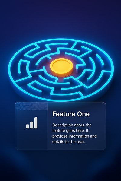 Glowing Digital Maze Featuring a Central Coin