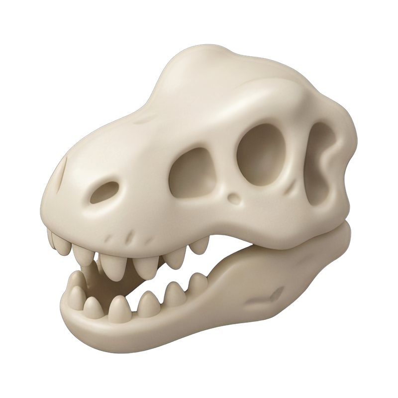 detailed t-rex skull fossil