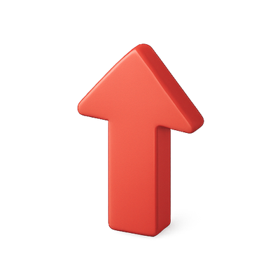 3D Red Upward Arrow Icon for Directional Indicators