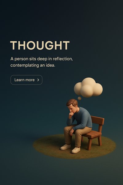 3D Scene Depicting Thoughtful Reflection in a Dark Background