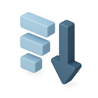 3D Sorting Icon in Descending Order View