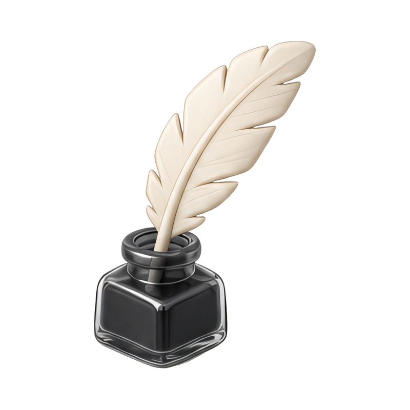 quill and inkwell setup