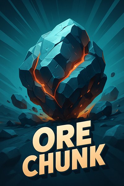 Dynamic 3D Ore Chunk Illustration with Bold Title