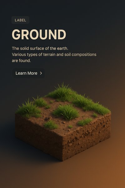 Realistic 3D Ground Scene with Text and Action Button
