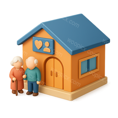 3D Icon of an Adult Daycare Center with Figures