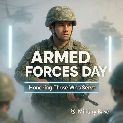 Military Tribute Graphic for Armed Forces Day Celebration