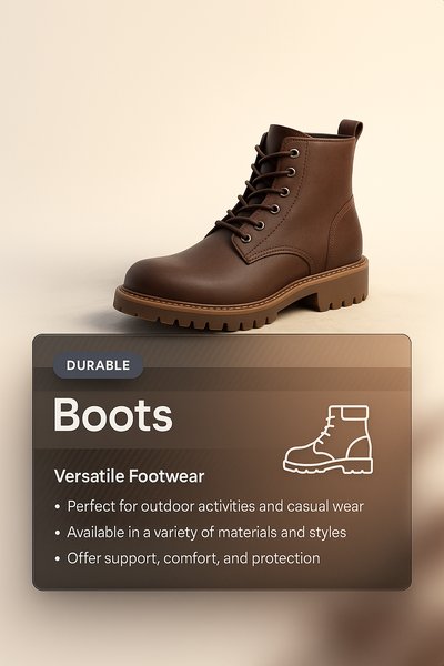 Stylish 3D Boots with Transparent Glass Overlay