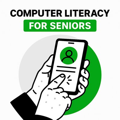 Educational Graphic on Computer Literacy for Seniors