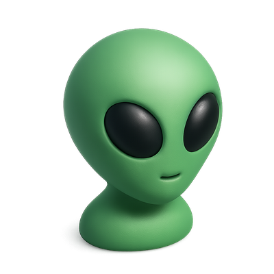 3D Alien Icon in Isometric View with Volumetric Design