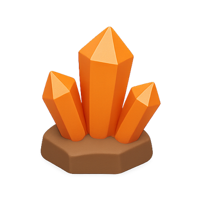 3D Stylized Orange Crystals on Brown Base