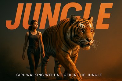 Dynamic Jungle Scene with Girl and Tiger