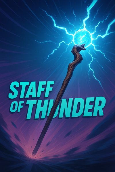 Dynamic Staff of Thunder Illustration with Electric Elements