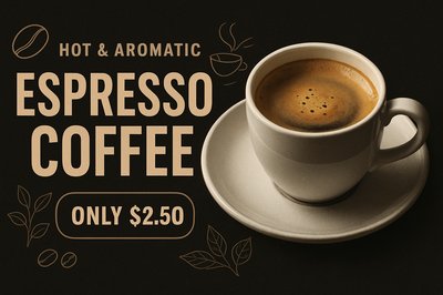 Dynamic Espresso Coffee Advertisement with Bold Typography