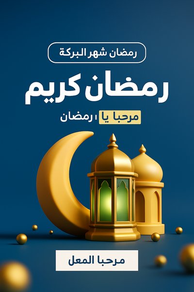 Stylish 3D Ramadan Kareem Illustration with Elegant Design Elements