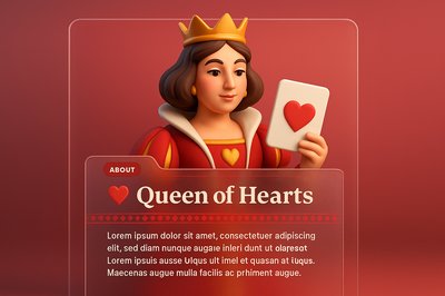 3D Illustration of the Queen of Hearts with Elegant Design Elements