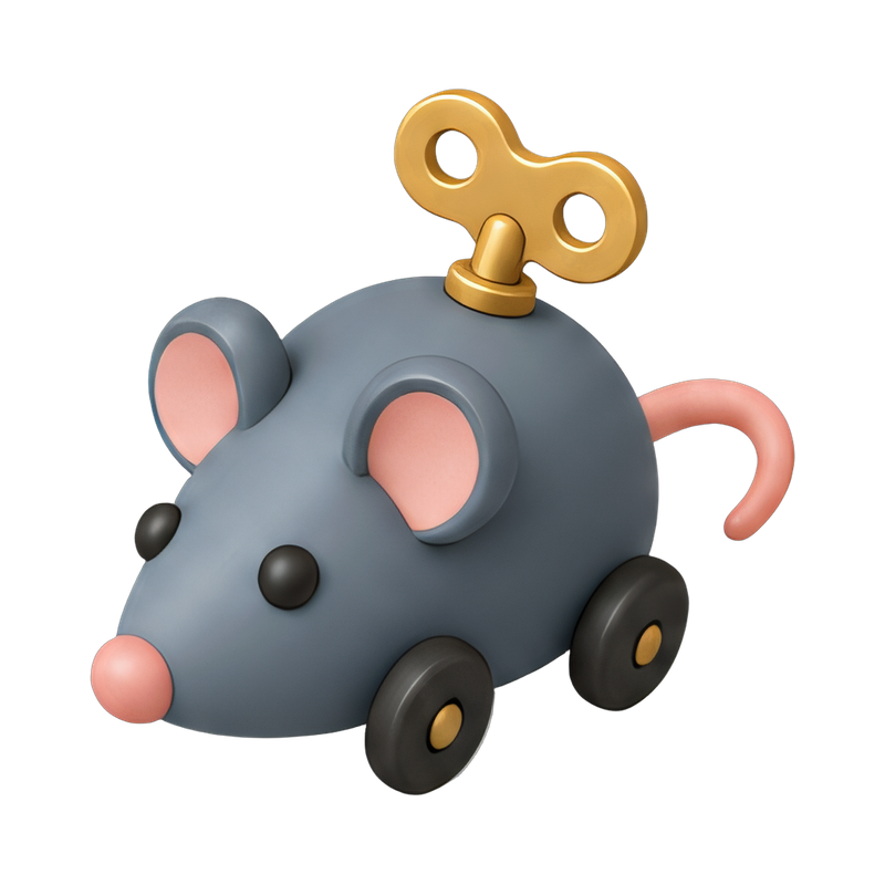 whimsical wind-up robot mouse