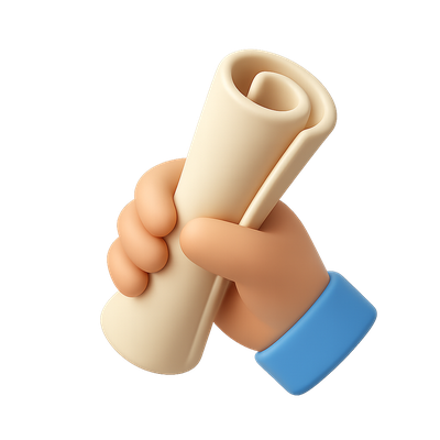 3D Icon of Hand Holding Rolled Paper in Isometric View