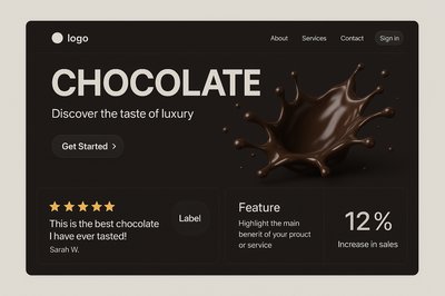Modern Minimalist Landing Page Design with Chocolate Theme
