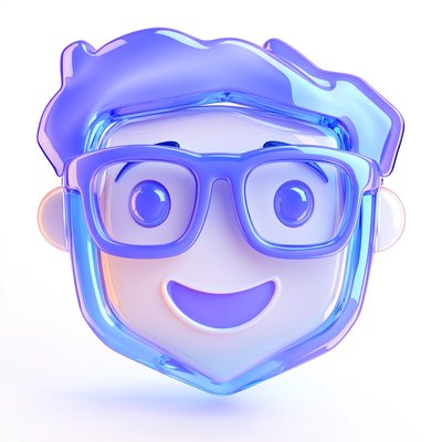 3D Cartoon Character Icon with Glasses
