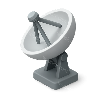 Stylized 3D Radio Telescope Icon with Isometric View