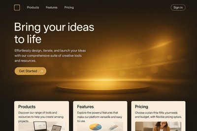 Elegant Landing Page Design with Gold Accents