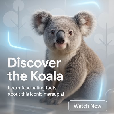 Promotional Image Featuring a Koala with Engaging Text Overlay